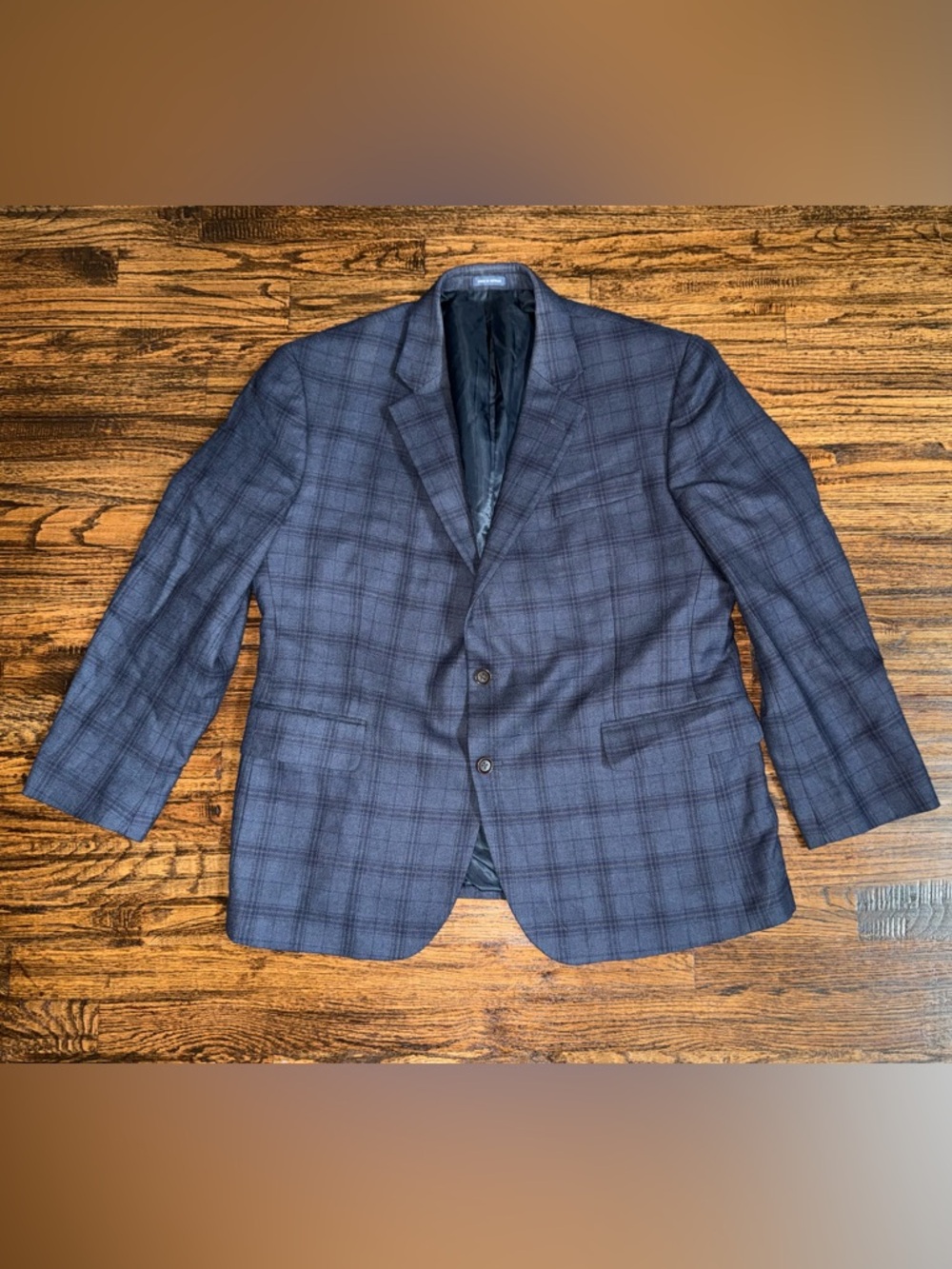 Stafford Classic Fit Blue Plaid Blazer Suit Jacket Sport Coat Size 46S